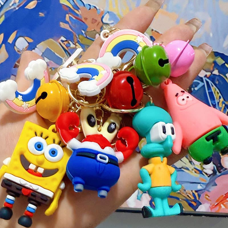 New SpongeBob Patrick Star Keychain Cartoon Cute Student Backpack Pendant Girls Best Friend Gift Wholesale