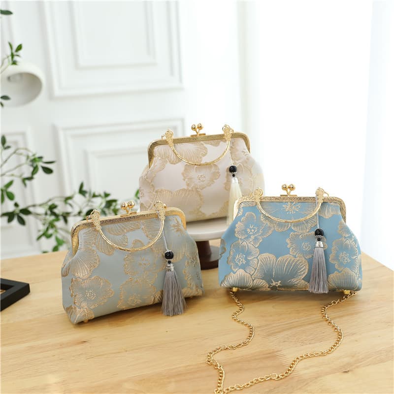 Fashion Embossed Large Flower High-Quality Cheongsam Bag Handbag Evening Bag Women's Gift Bag Runway Bag Shoulder Crossbody