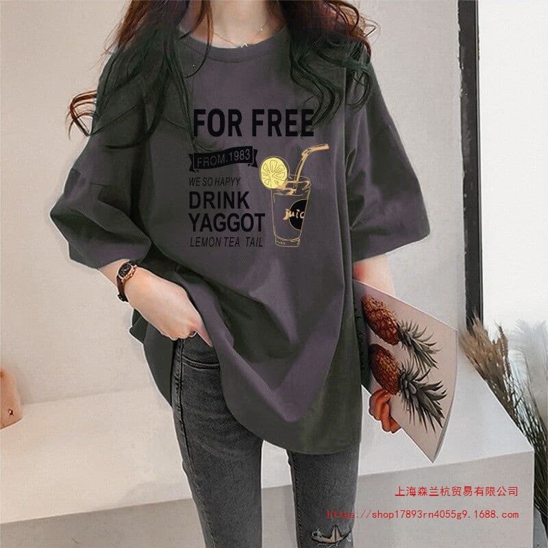 Plus-Size Women's 150kg Summer New Oversized Extended-Length T-Shirt Dress, Youthful Mid-Length Loose Top for Women