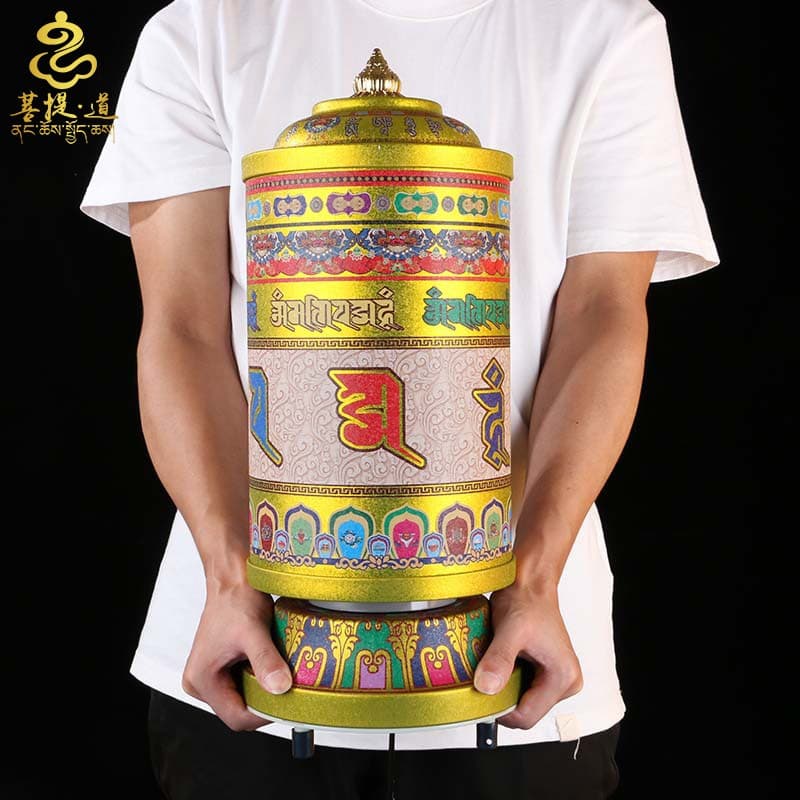 Hot-selling electric prayer wheel for home use, Buddhist altar, desktop, plug-in, six-syllable mantra, great freedom, Tibetan prayer wheel.