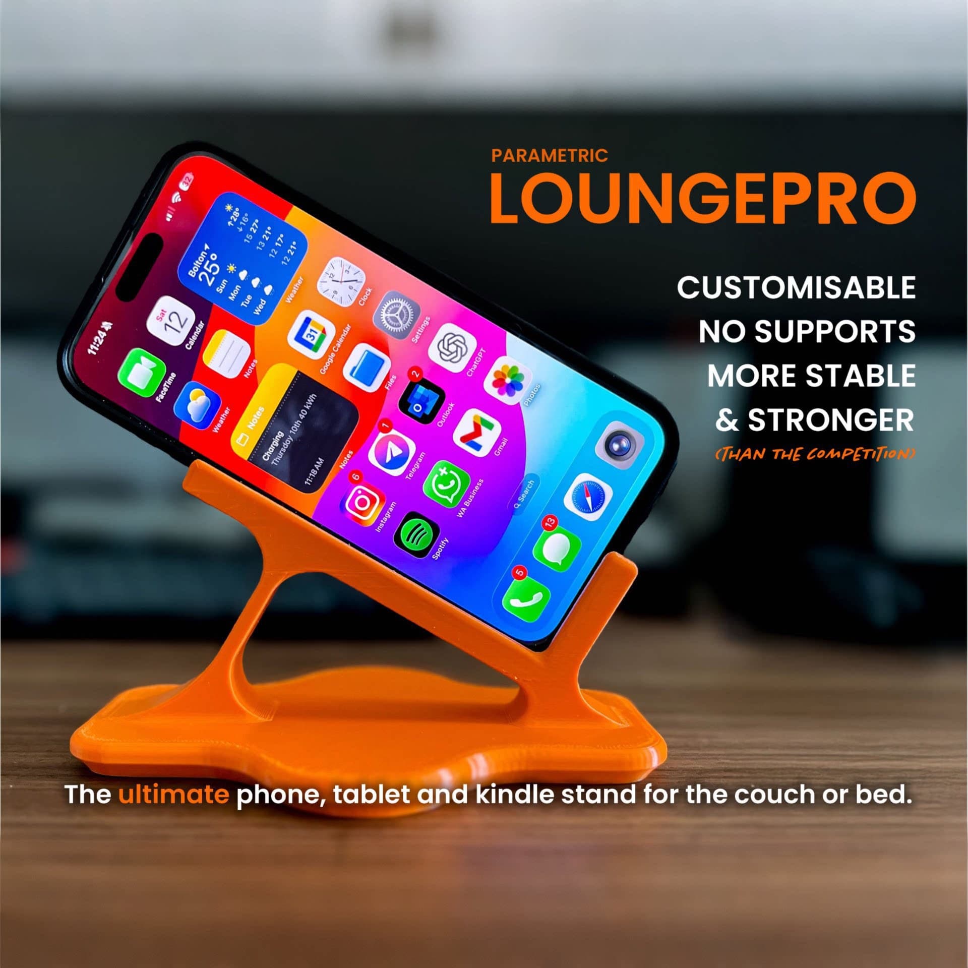 Cross-border Phone Stand 3D Printed Side-Lying Flat Bed Tablet Base Ergonomic Arc Lazy Bracket