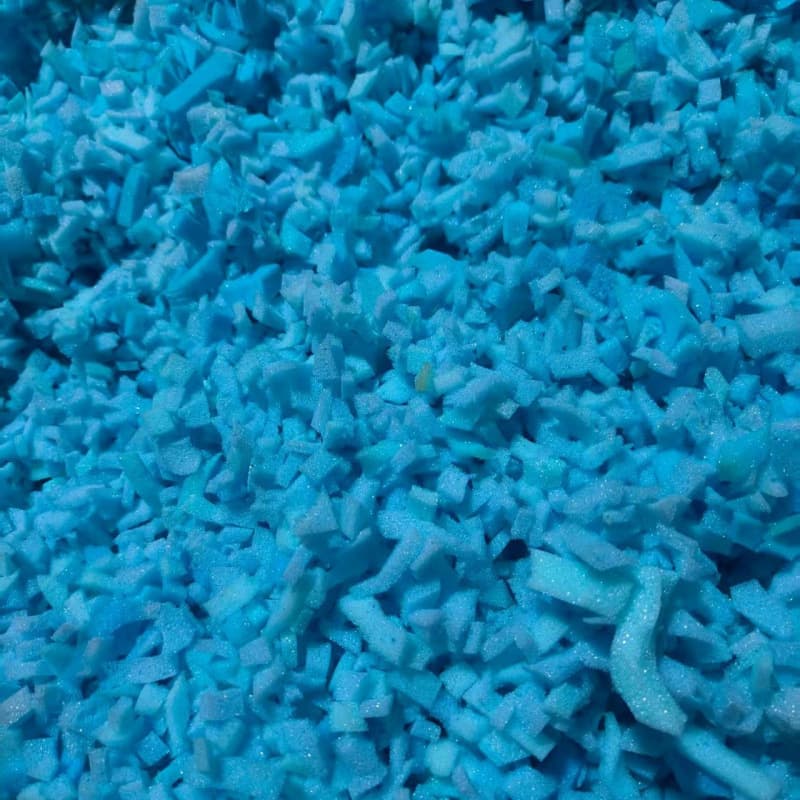 Gel-Infused Shredded Sponge Filling, Blue Shredded Memory Foam Scraps, Gel Beads Slow-Rebound Memory Foam