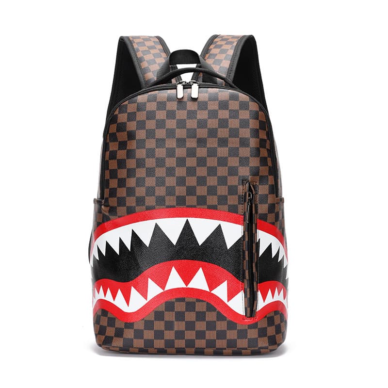 New Casual Shark Print Backpack Business Large Capacity Men's Backpack Travel Bag School College Student Bag