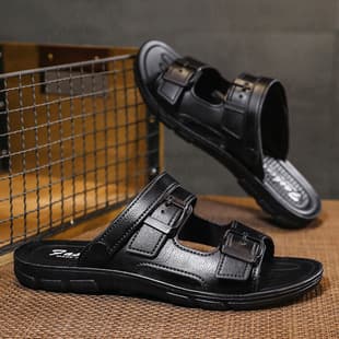 Large Size 48 Open Toe Strap Sandals for Men, Adjustable Buckle Two-Wear Slide Sandals, Driving Shoes, Water Shoes, Non-slip Beach Shoes