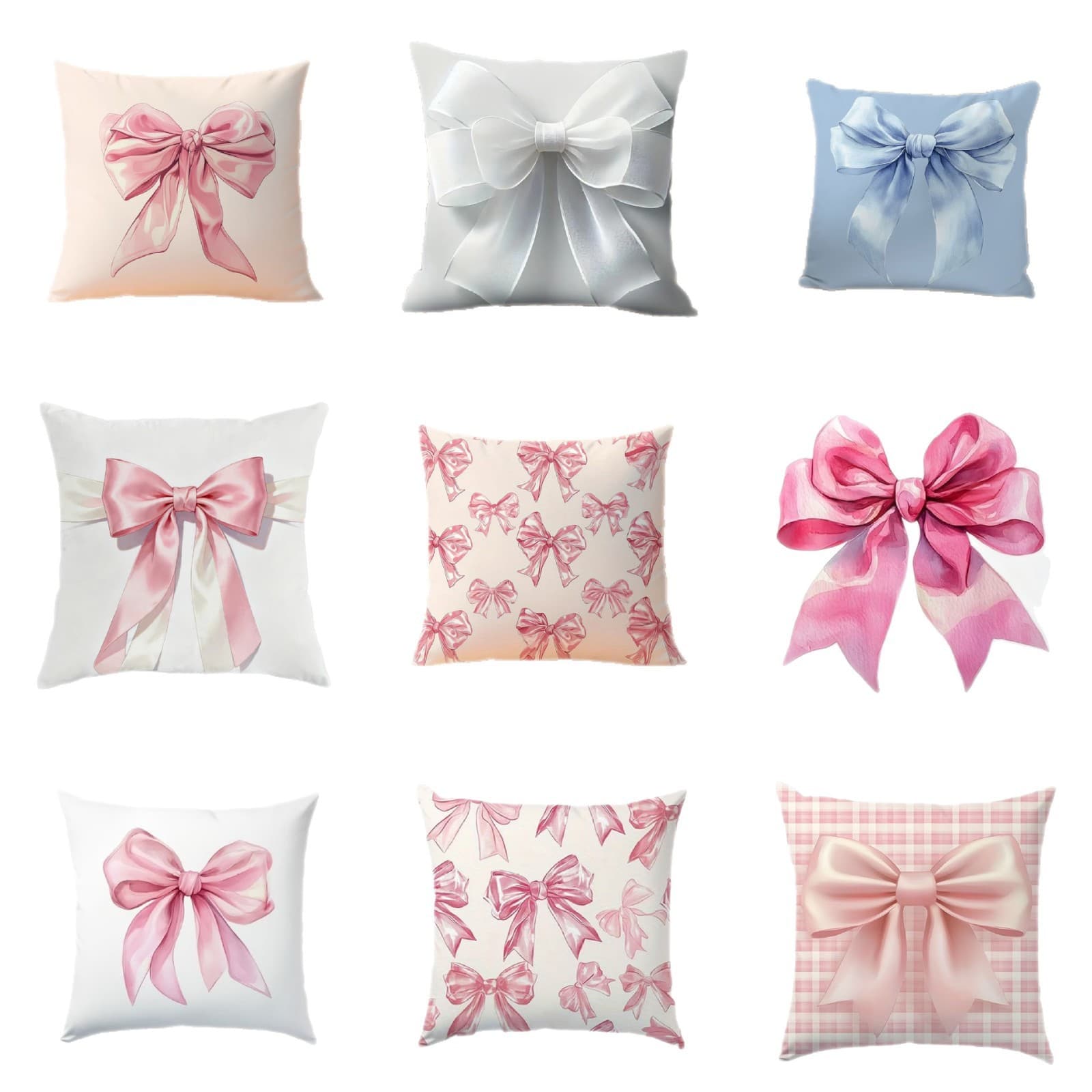 Ins-style cute and fresh bow-print pillow cover, home decorative cushion cover, soft plush material