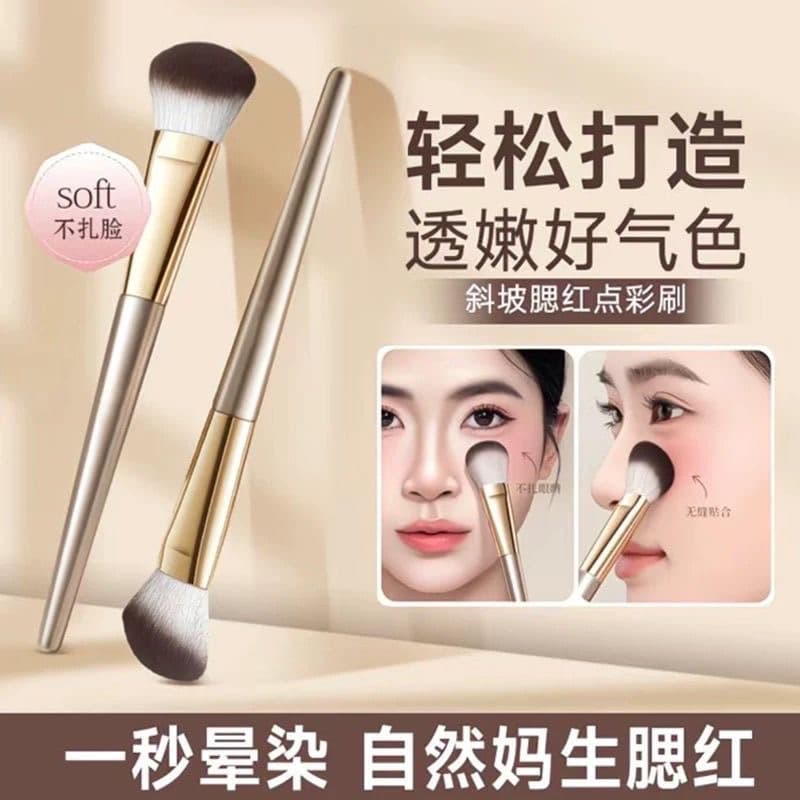 Blush Brush Slanted Blush Cream Brush Multi-Use Makeup Artist Contour Brush Liquid Stippling Blush Brush Portable Soft