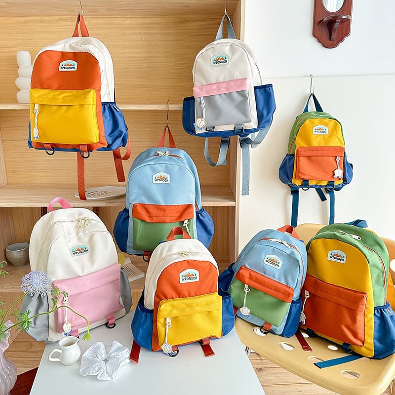 Korean-style Color-block Children's Backpack 2026 New Model for Boys and Girls Kindergarten Primary School Students Spring Outing Study Backpack