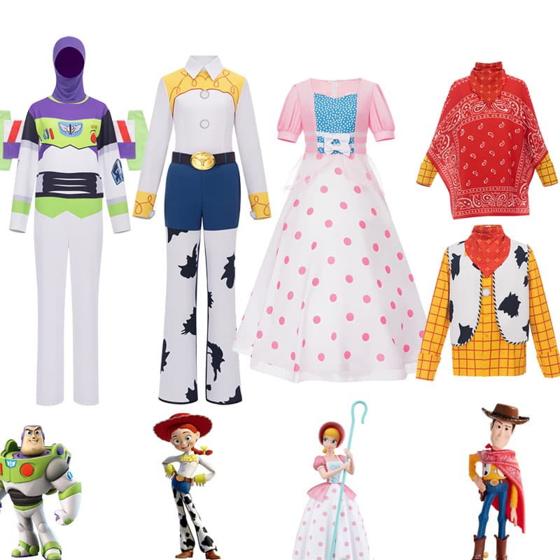 Toy Story Cosplay Costumes Woody, Jessie, Buzz Lightyear, and Shepherdess Character Costumes for Halloween