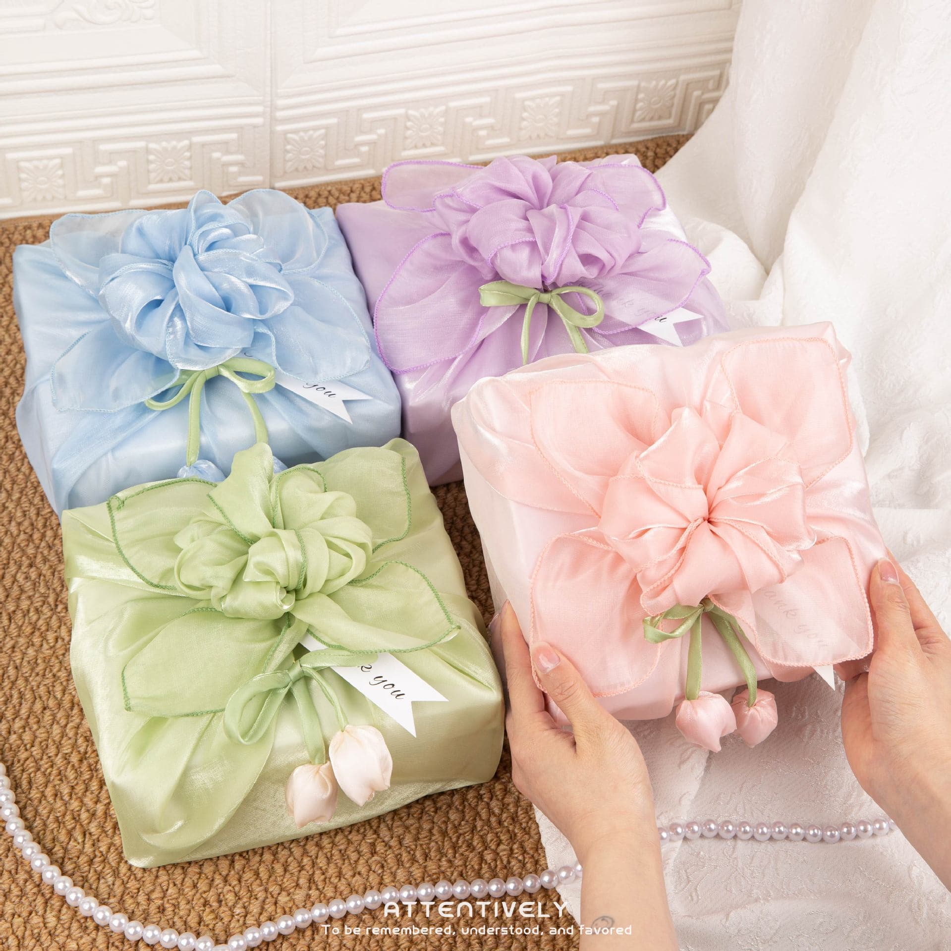 Furoshiki Gift Wrap Cloth, Beauty Gift Box Accessory, Budget-Friendly Square Cloth for Bridesmaids, Wedding Favor Candy Box Fabric