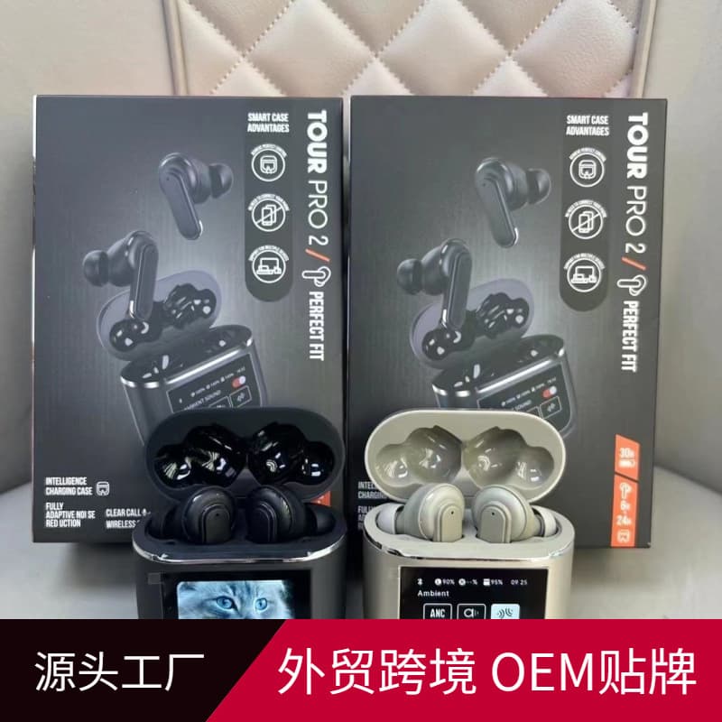 New Wireless Bluetooth Earbuds TourPro2 with Full-Color Smart Touch Screen, ANC Noise Cancellation, ENC, Multi-Language Support