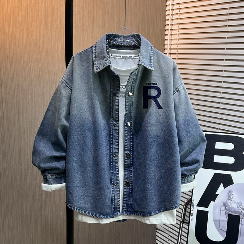 Boys' Spring Denim Shirt Jacket 2025 New Top Clothing Children's Large Size Korean Version Shirt Outerwear Trendy Match