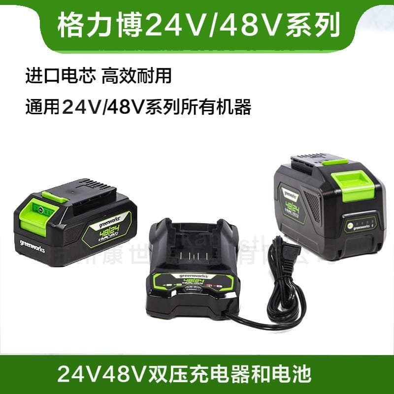 Greenworks 24V/48V Charger 2Ah/4Ah Lithium Battery Compatible with Lawn Mower, Blower, Electric Chainsaw, Hedge Trimmer