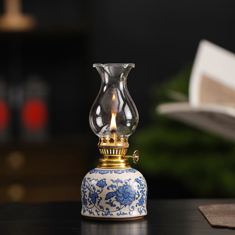 Ceramic butter lamps, traditional tearoom home decor with cotton wicks, antique-style Buddha worship lighting for ambient night lights