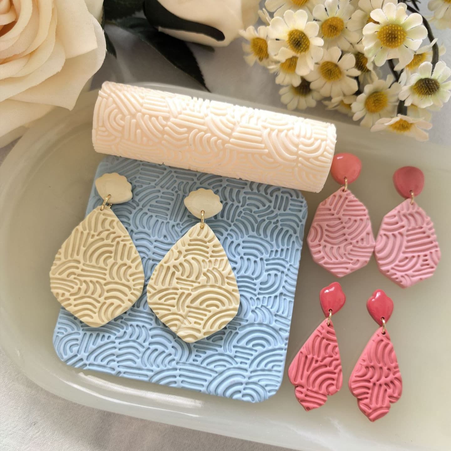 Cross-border Interwoven Curve Texture Polymer Clay Texture Roller High-precision Texture Roller