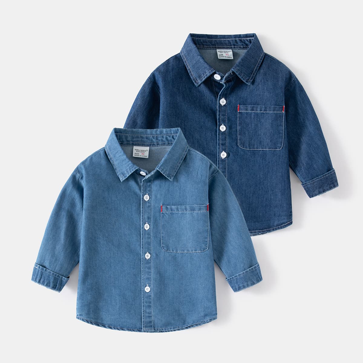 Spring outing outdoor sports and casual denim boy's shirt Comfortable cotton handsome long-sleeved shirt for children