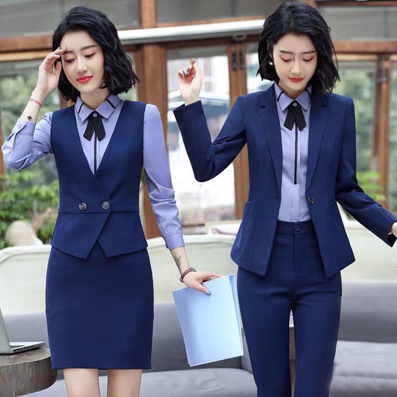 Suit suit professional wear for women spring, summer, autumn and winter teacher suit white-collar hotel front desk professional jewelry store work clothes