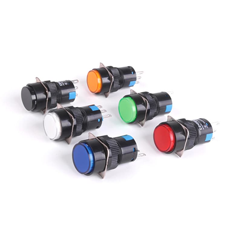 16MM round button switch LA16-11 three-pin no light no lock self-resetting/self-locking momentary button switch