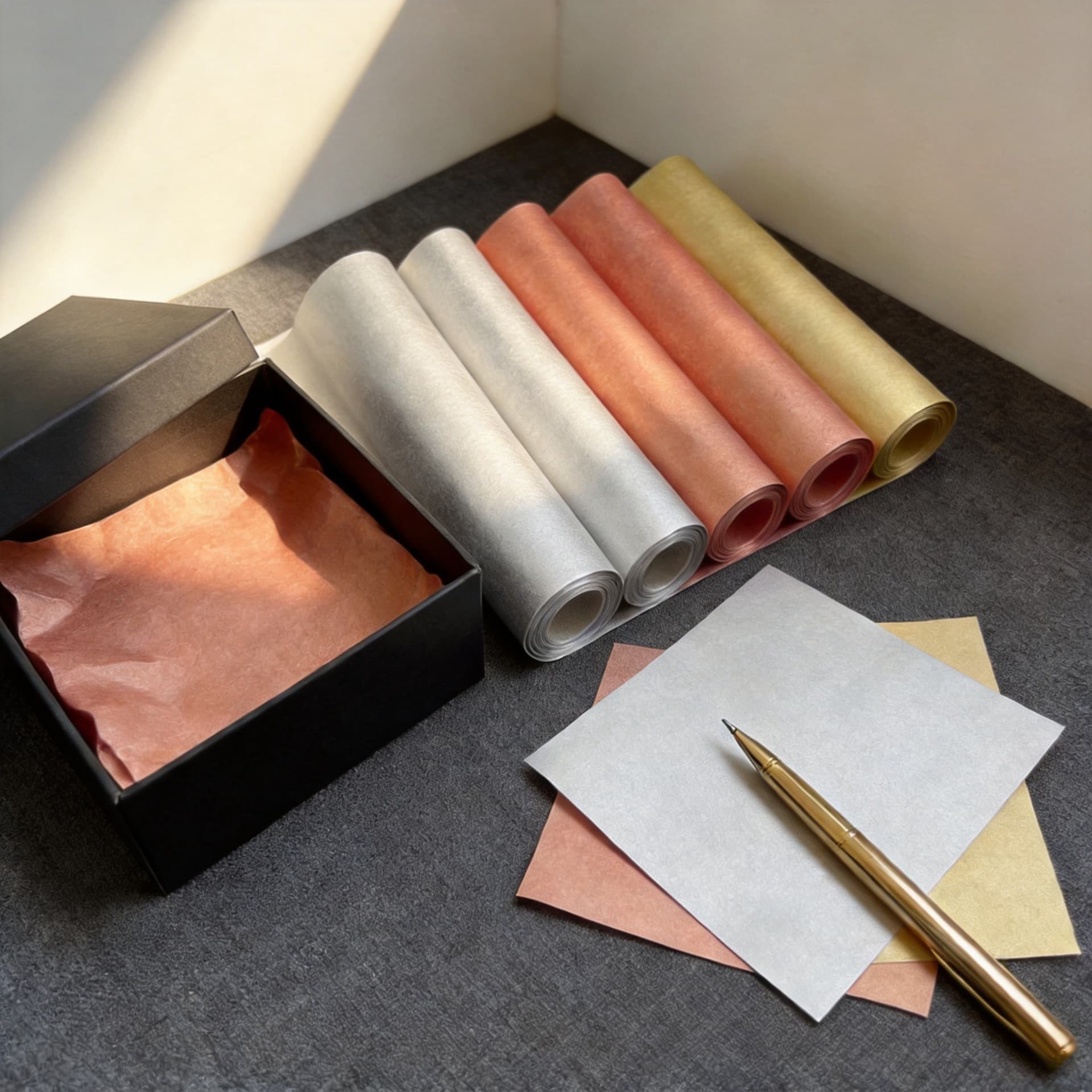 Gold and silver copy paper printing, rose gold tissue paper, red gold tissue paper, tissue paper folded into bag