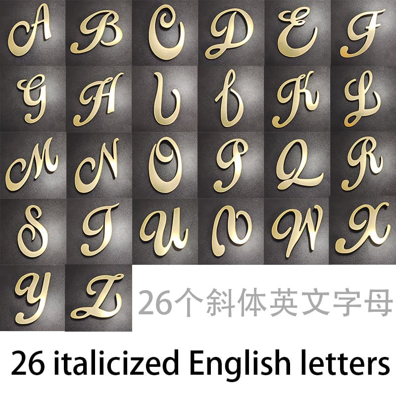 Export 3D Italic Letters Italian Letters Slanted English Alphabet Sticker DIY Wall Sticker