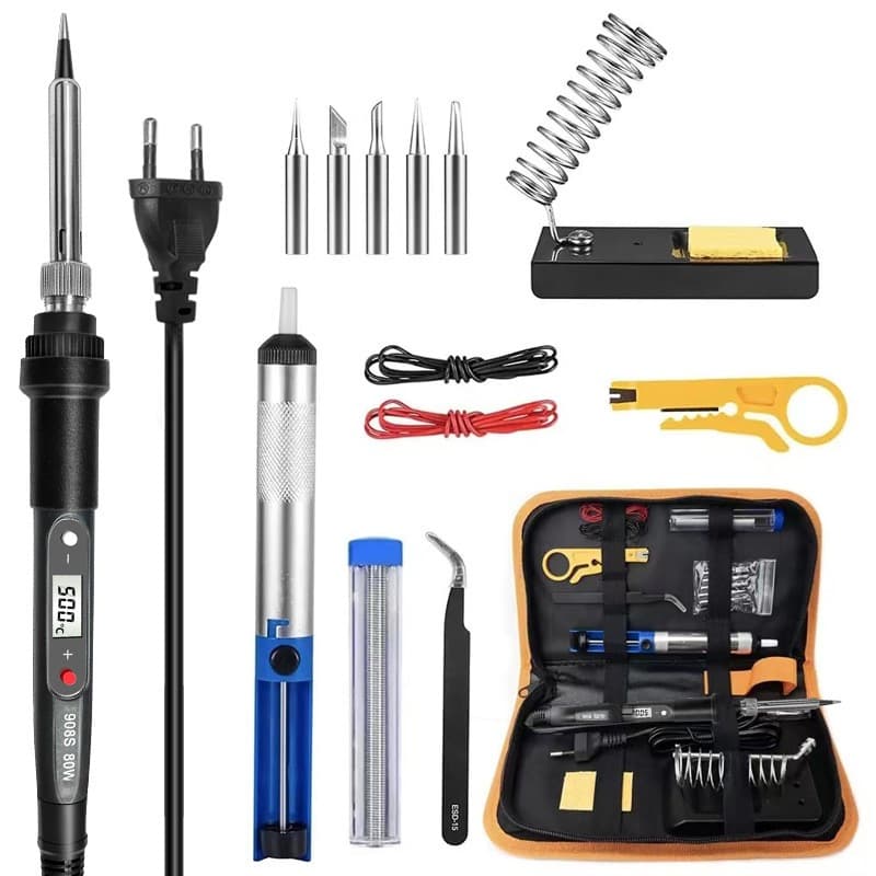 Factory Direct 80W Electric Soldering Iron, Internal Heating, Digital Display Adjustable Temperature, Constant Temperature 908 Soldering Iron Set, Home Repair Tool