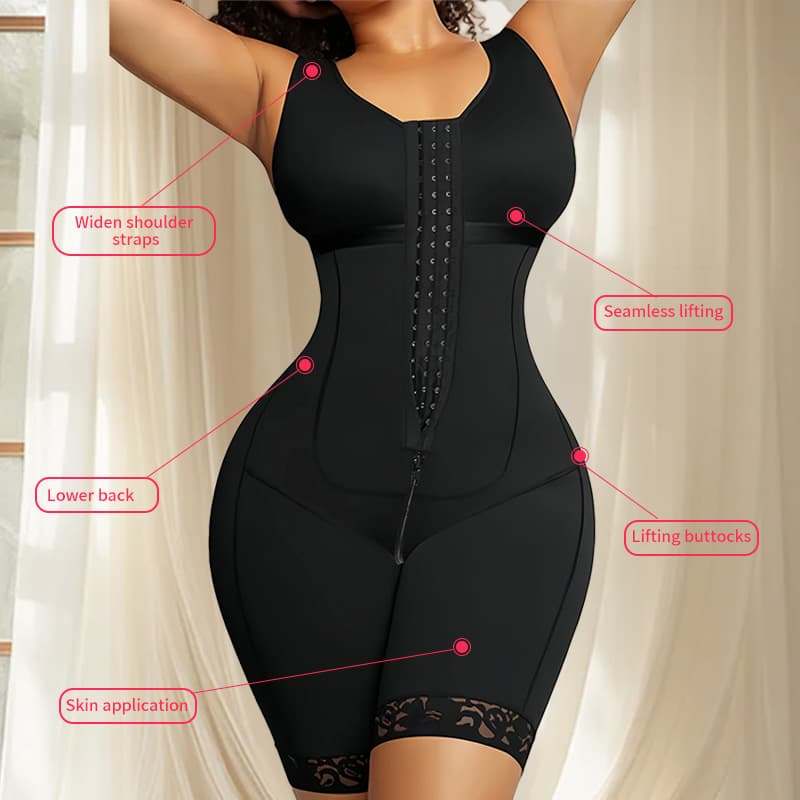 Cross-border reinforced snap-button bodysuit, plus size mesh tummy control, waist cinching, bustier, European and American style waist-slimming and hip-lifting shapewear
