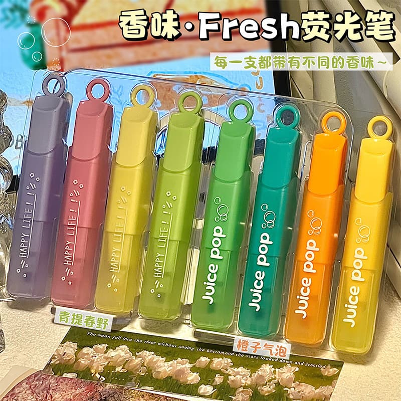 Fragrance highlighter student-specific handbook marking pen oblique head draw key high-value color highlighter pen