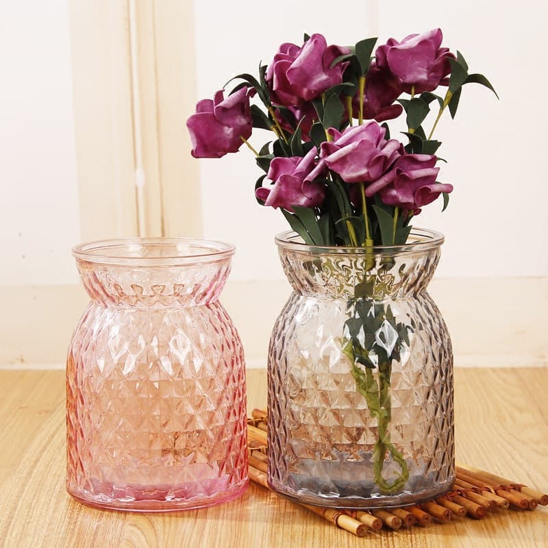 New Creative Narrow-Neck Glass Vase Colored Fabric Bag Hydroponic Flower Vase Home Office Fresh Flower Vase Decoration