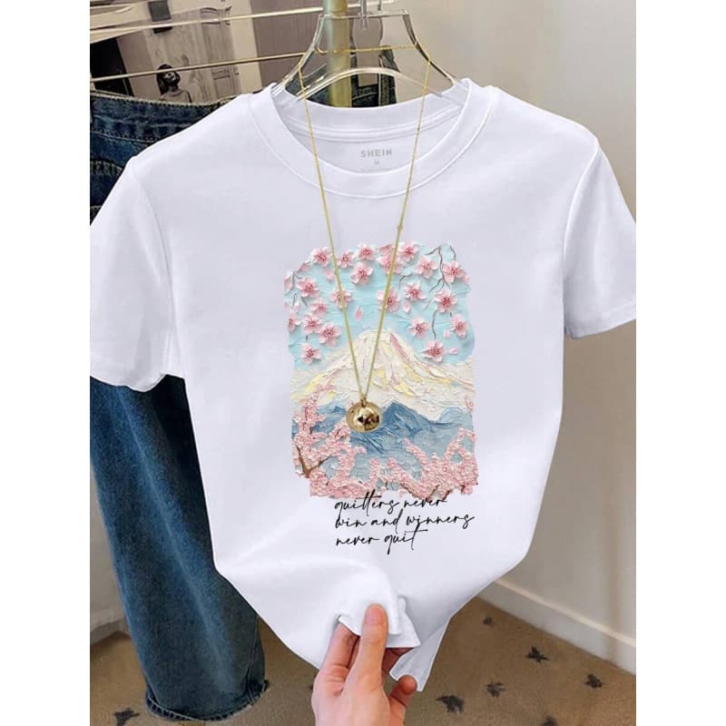 Daily Casual and Comfortable Resyla Women Casual Graphic Print Regular Crew Neck