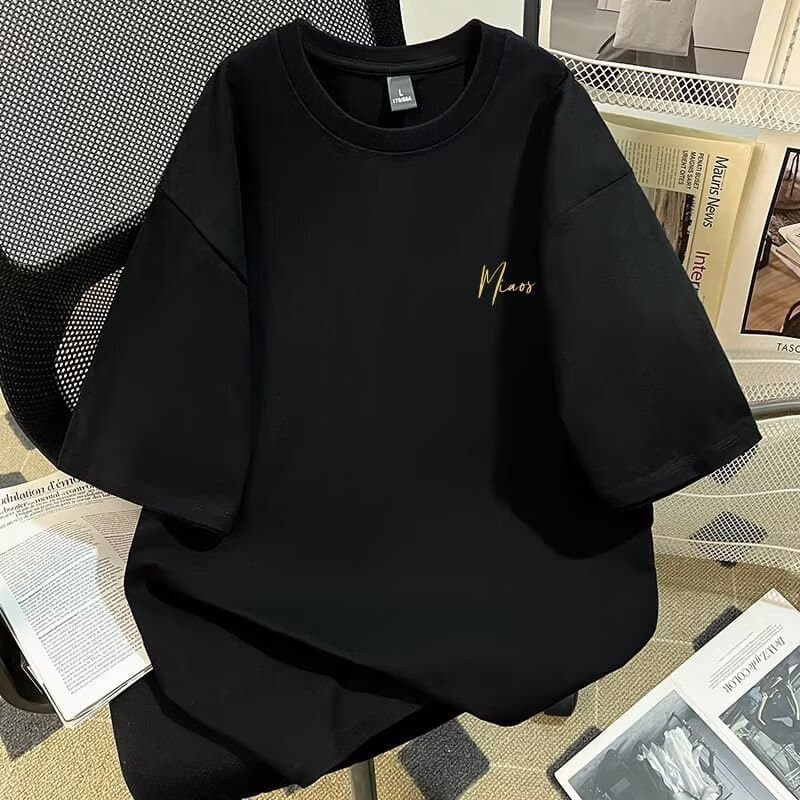2025 Fashion Trend American High Street Retro Hand-Painted Smoke Palm Print National Trend Versatile Short Sleeve T-Shirt