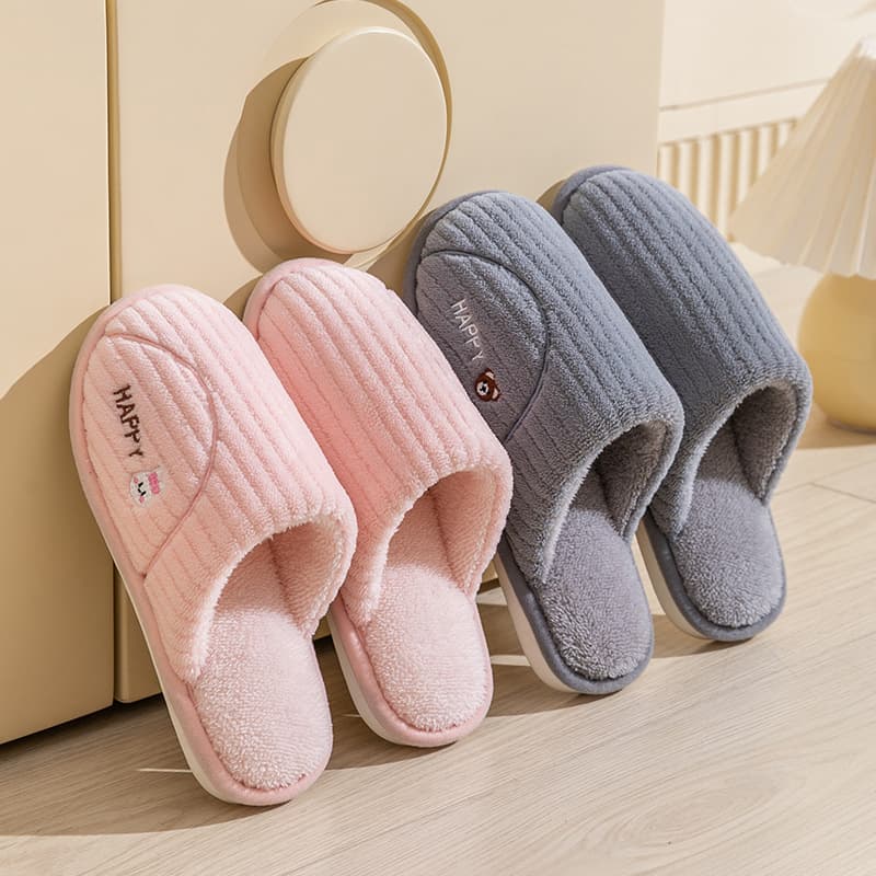 Cixi Cotton Slippers for Women Spring Autumn Winter Home Indoor Non-slip Couple Home Warm Winter Fur Plush Men