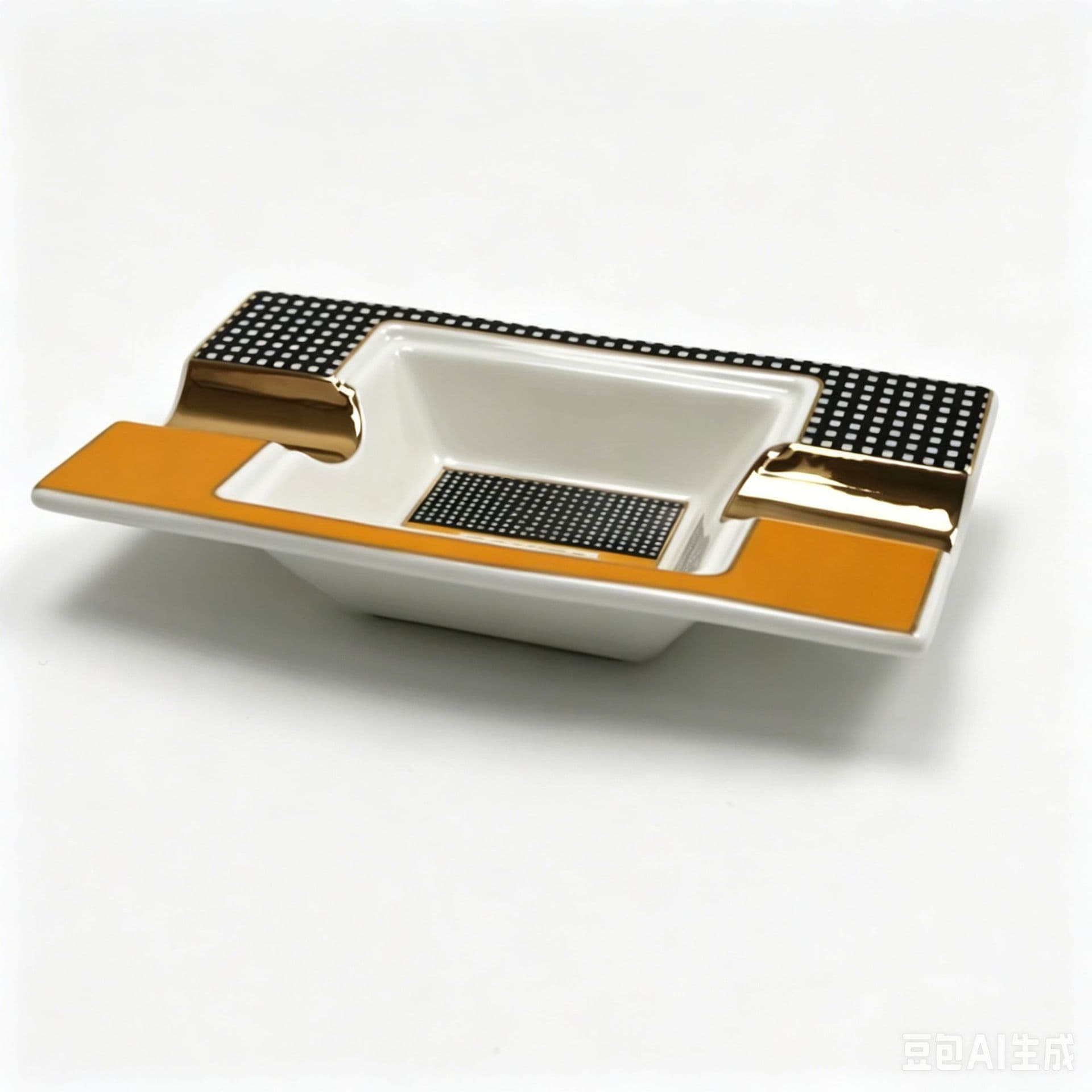 Cigar Ashtray Double Slot Ashtray, Ceramic Bone China Ashtray, Creative Rectangular Cigar Ash Tray, Cigar Accessories