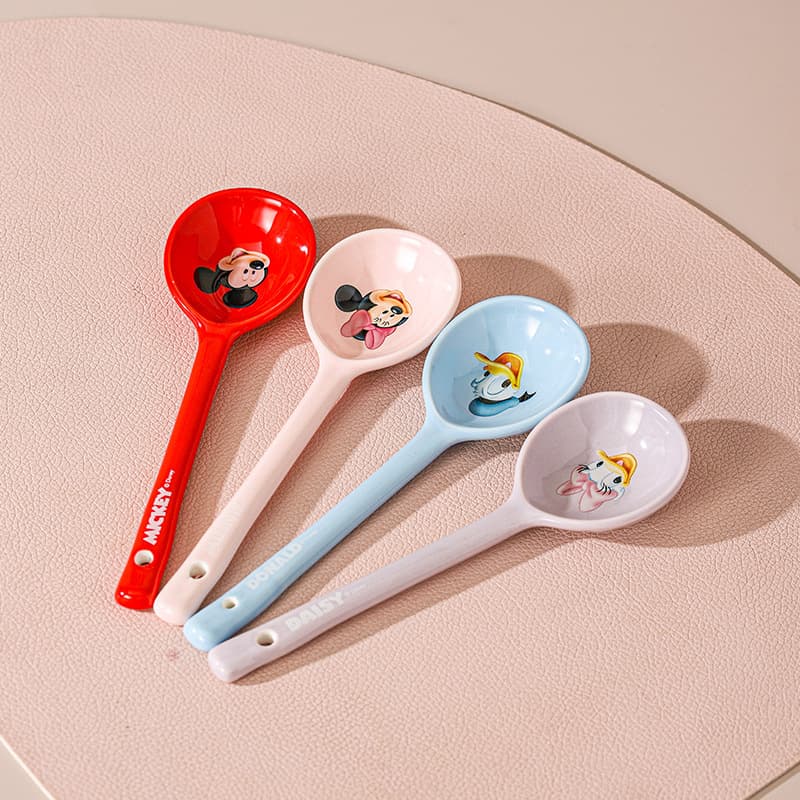 Disney Mickey Le Yue Ceramic Children's Spoon Cartoon Cute Tableware Bowl Plate Dessert Bowl Soup Bowl Dish Plate