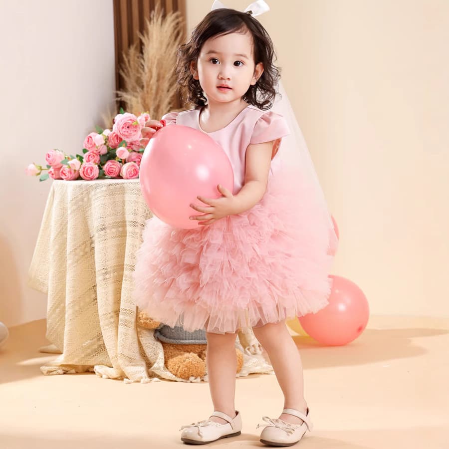 Baby Girl Birthday Dress Cake Skirt Princess Dress Tutu Skirt 1st Birthday Party Gown Stage Tulle Dress