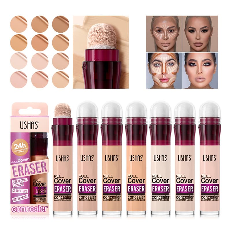 USHAS Cross-border 12-color Sponge Tip Foundation Liquid Long-lasting Concealer Waterproof Concealer