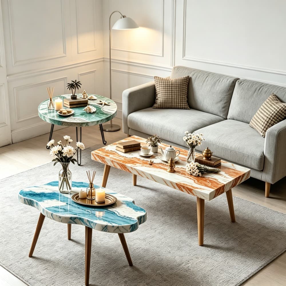 Three pieces of square and round cloud special-shaped river table silicone molds epoxy resin desktop coffee table DIY pouring resin