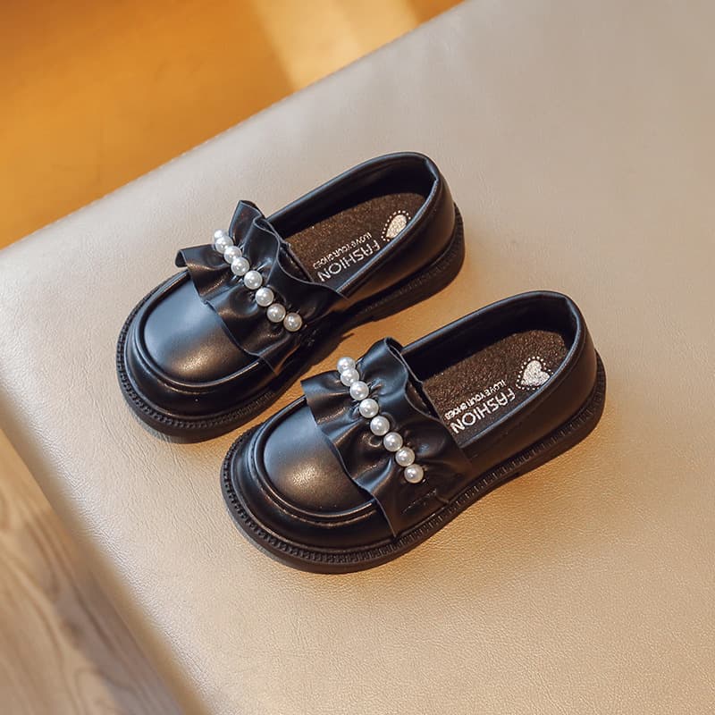 Girls Leather Shoes Black British Style 2023 Spring Autumn New Children Shoes Little Princess Shoes Casual Loafers