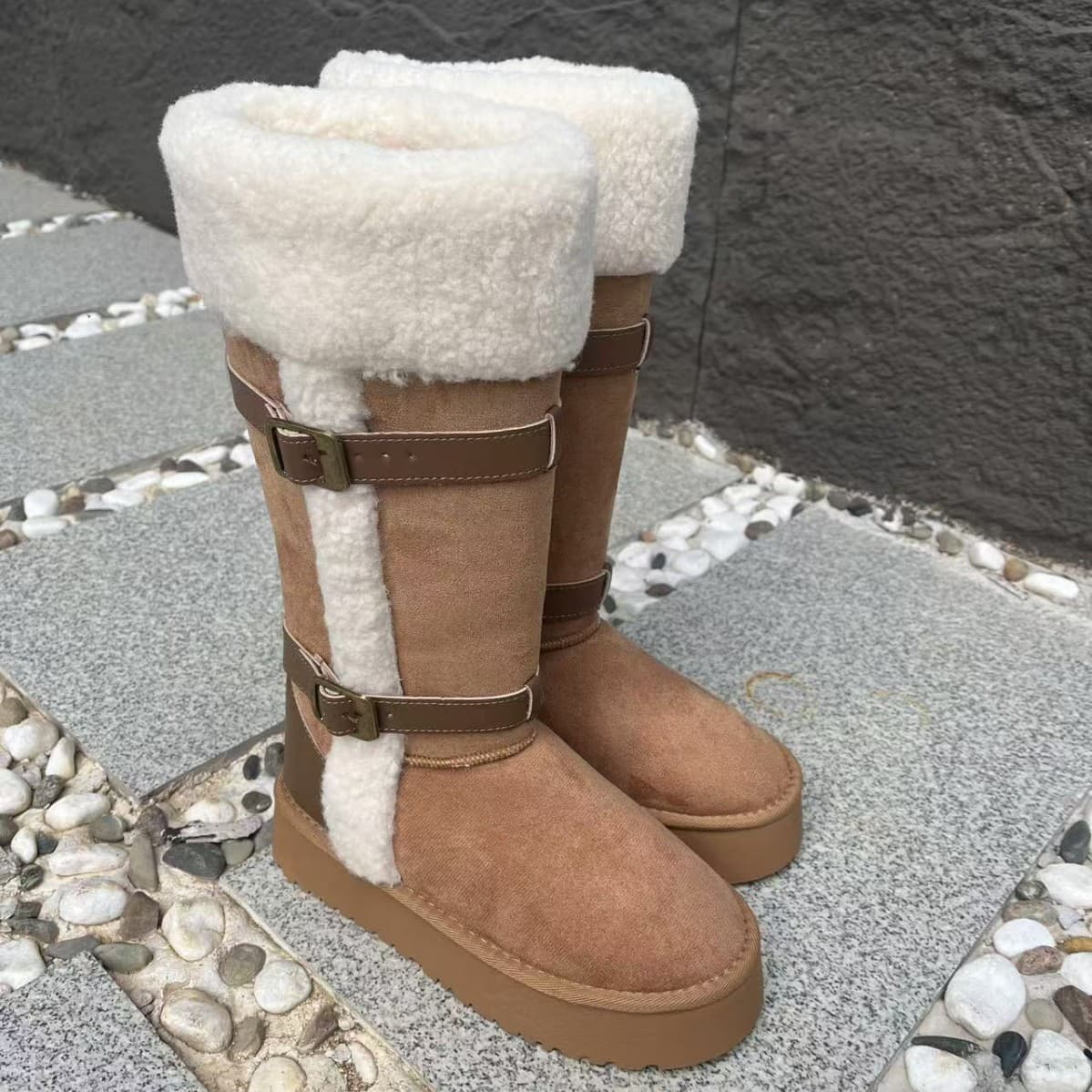 Long Boots Snow Boots 2025 Winter New Suede Northeast China Platform Cotton Shoes Women Anti-Slip Super Popular Warm Long Boots