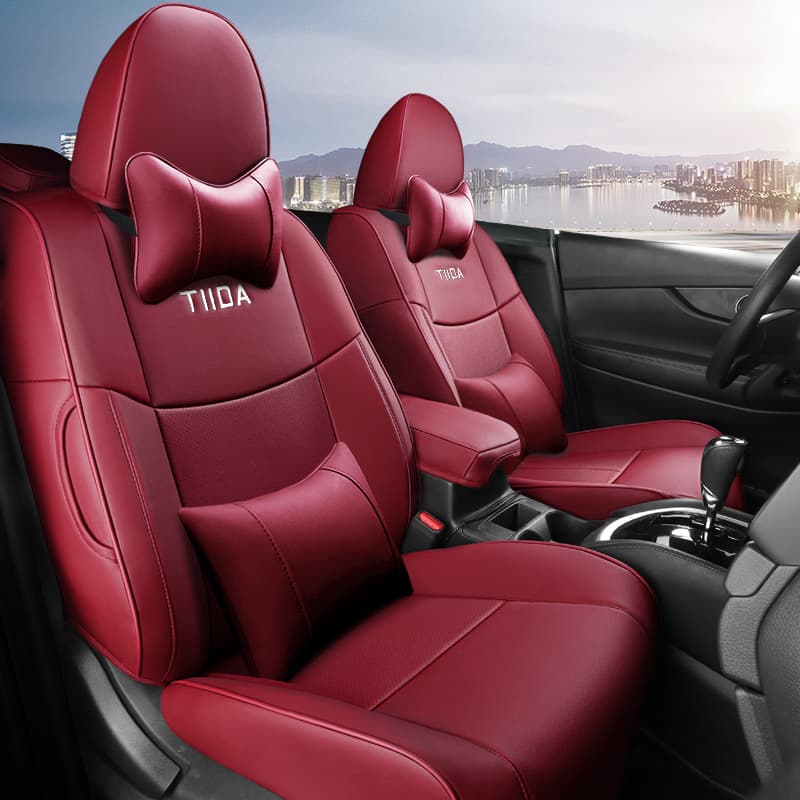 Genuine Leather Center Insert 5-Seat Car Seat Cover for Nissan Tiida, Full-Wrap All-Season Universal Seat Cover