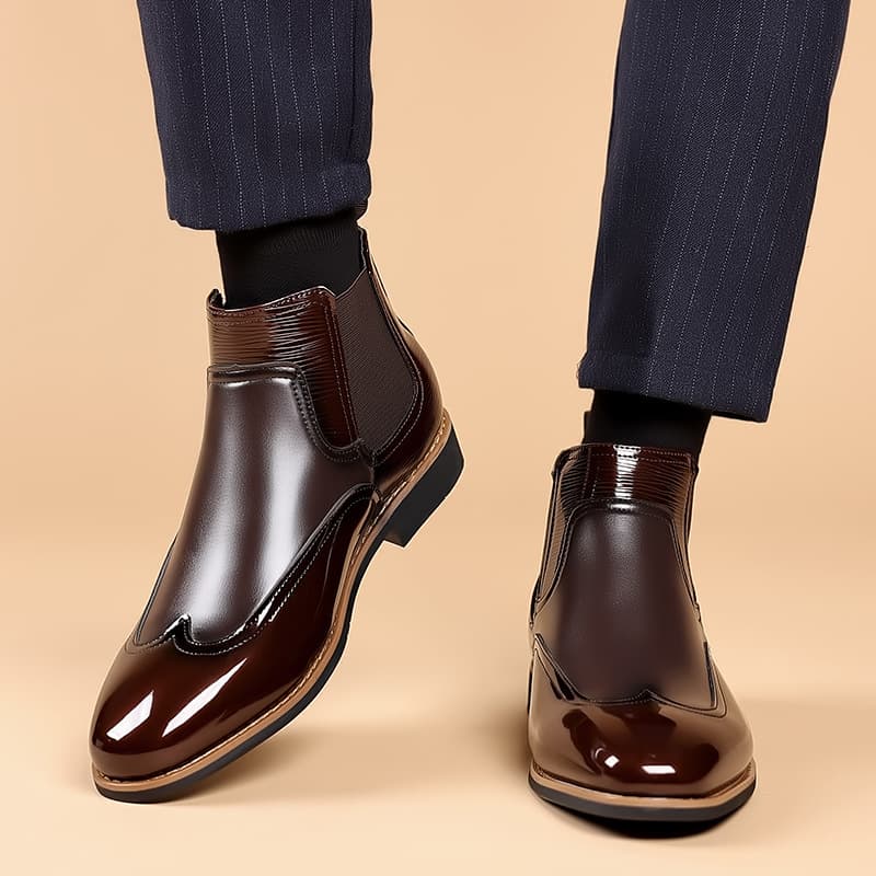 HPIOPL Cross-Border 4993 Men's Color Block Chelsea Boots More Image Materials Consult Customer Service