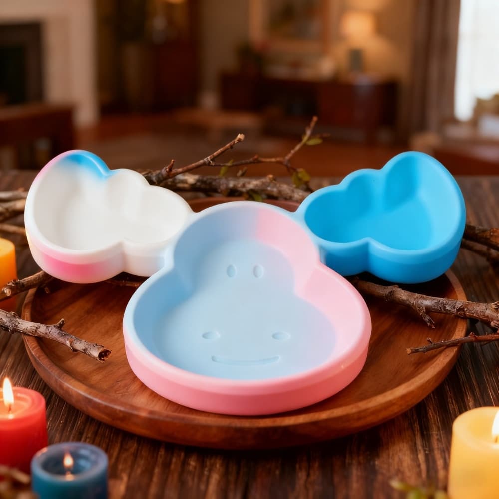 S2216 Christmas Dessert Cake Reindeer Tray Decoration Cement Plaster Mold DIY Silicone Mold