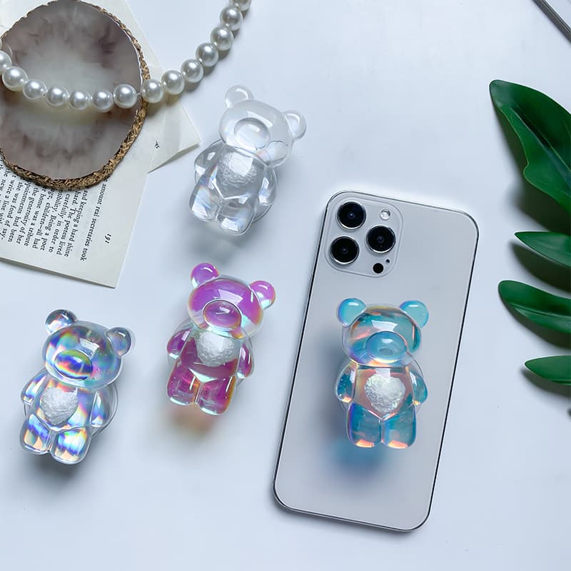 Creative Laser Bear Phone Air Cushion Stand Sticky Retractable Desktop Stable Portable Phone Holder
