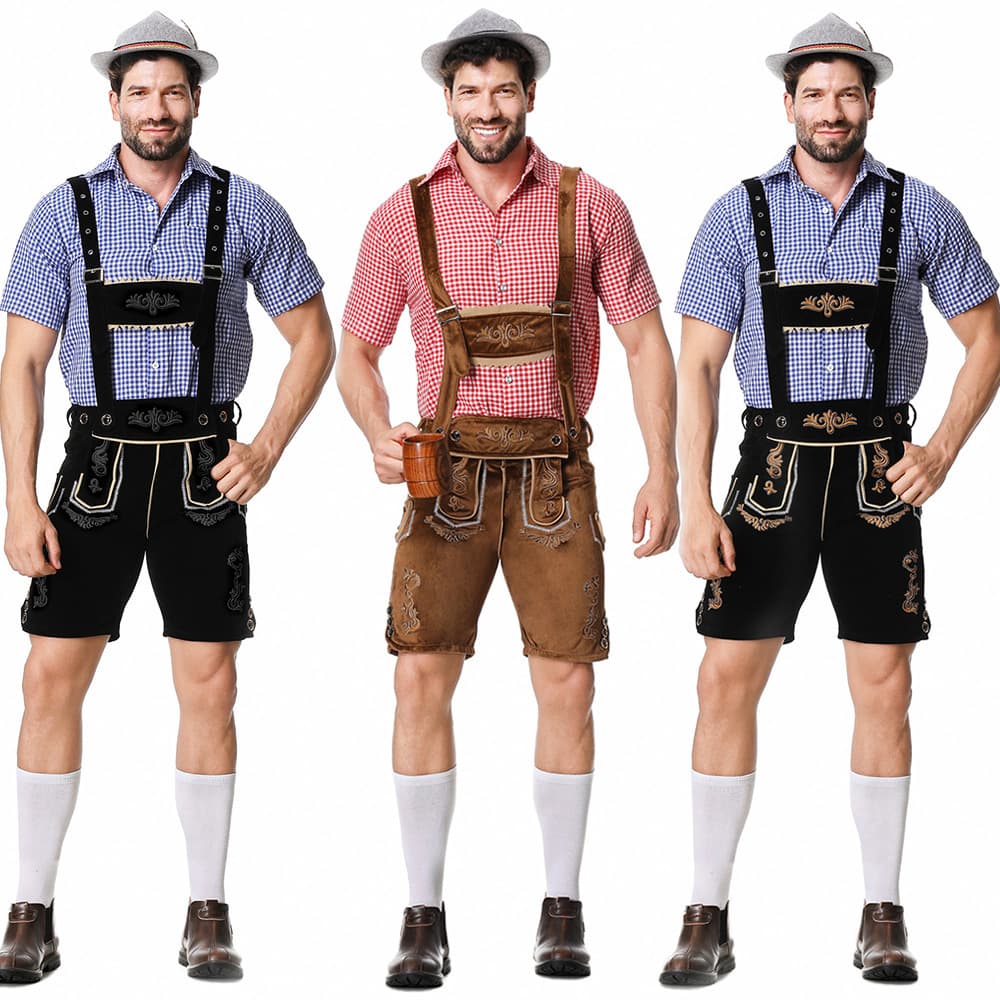 Europe and America German Oktoberfest Clothing Retro Party Cosplay Game Costume Bavarian Traditional Leather Pants Set
