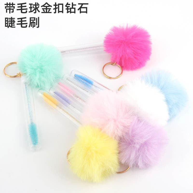 Wholesale eyelash extension tools, eyelash extension brush, pom-pom ornament tube transparent diamond eyelash brush