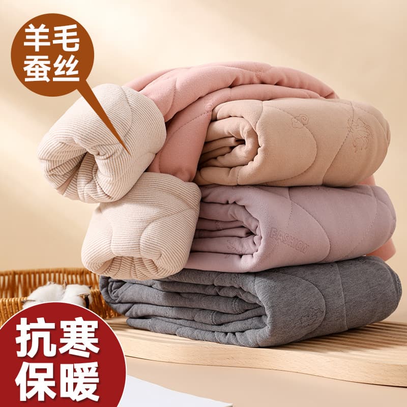 Autumn/Winter Children's Warm Pants, Boys' and Girls' Inner Wear School Uniform Essential, Medium to Large Kids' Cotton Pants, Student Fleece-Lined Thickened Long Johns