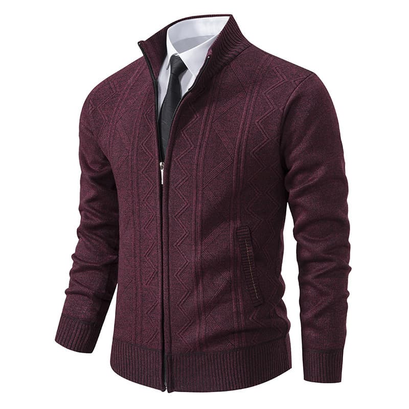 Knit Sweater Spring Autumn Men Stand Collar Thick Warm Fleece Cardigan Sweater Winter Loose Casual Jacket Overseas Cross-Border