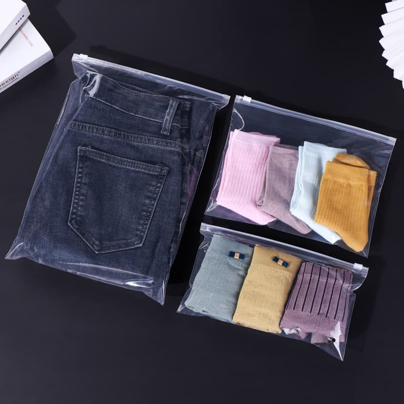 In-Stock Wholesale PE Transparent Garment Zipper Bags EVA Frosted Clothing Packaging Bags Socks Self-Seal Bags Plastic Logo