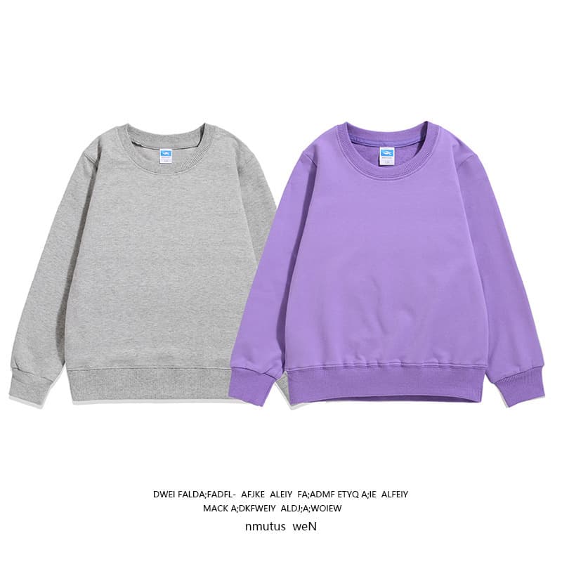 Long-Sleeve Solid Color Round Neck Children's Hoodie, Unisex Autumn/Winter Family Matching Sets, Customizable with Logo for School/Class