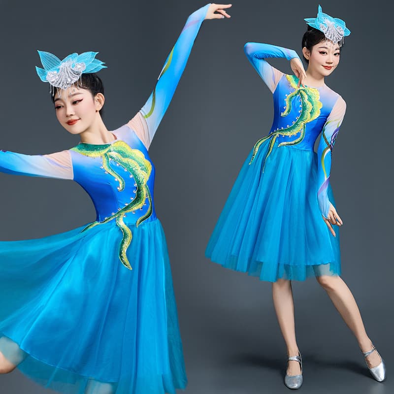 I Love You China Modern Dance Performance Dress Women's Short Skirt Square Dance Tutu Skirt Opening Dance Costume