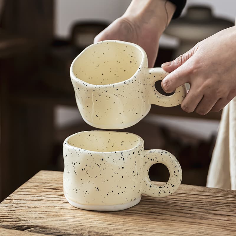 Ink Wash Ceramic Mug Hand-Pinched Coffee Cup, Cute Household Water Cup, High-Aesthetic Cup Wholesale Office Tea Cup