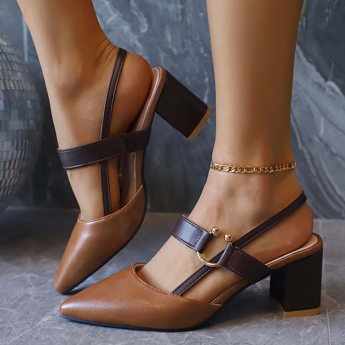 European and American Plus Size High Heel Sandals Spring Summer New Pointed Toe Sexy Hollow Out Shoes Size 42 Chunky Heel Export Shoes Cross-border Drop Shipping